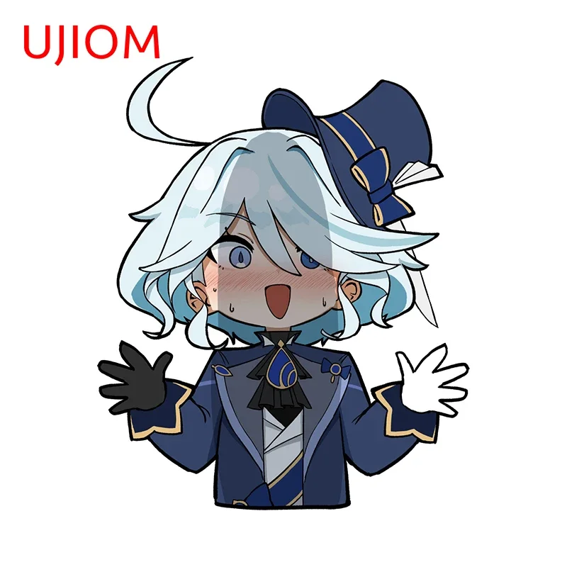 UJIOM 13cm X 10.7cm Genshin Impact Furina Shocked Wall Sticker Cute Funny Furniture Decor Decals Nice Child Bedroom Chambre