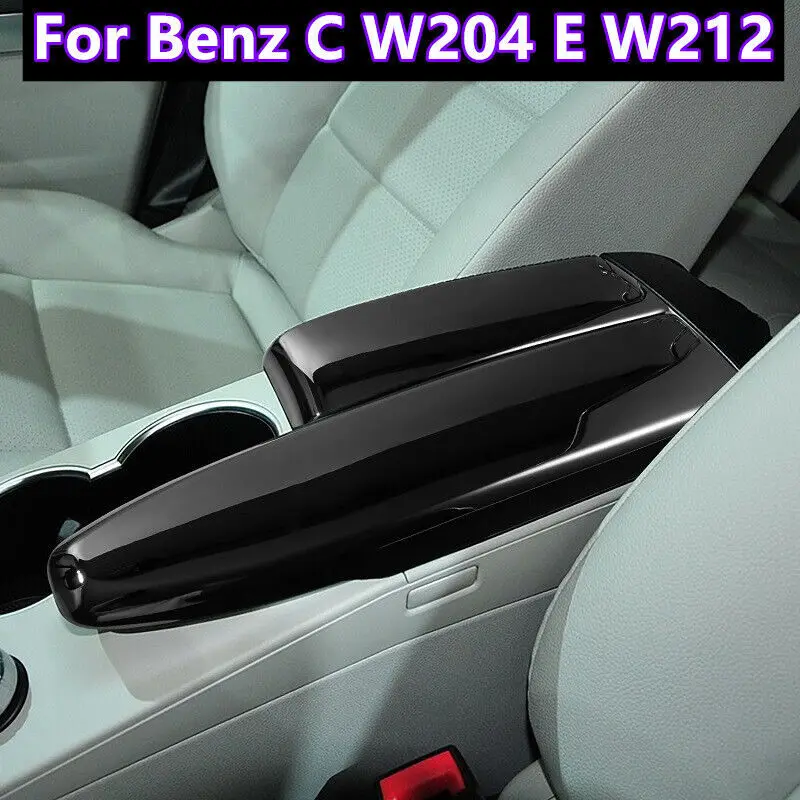 

2Pcs Glossy Black Car Center Armrest Box Panel Trim Cover For Benz C W204 E W212
