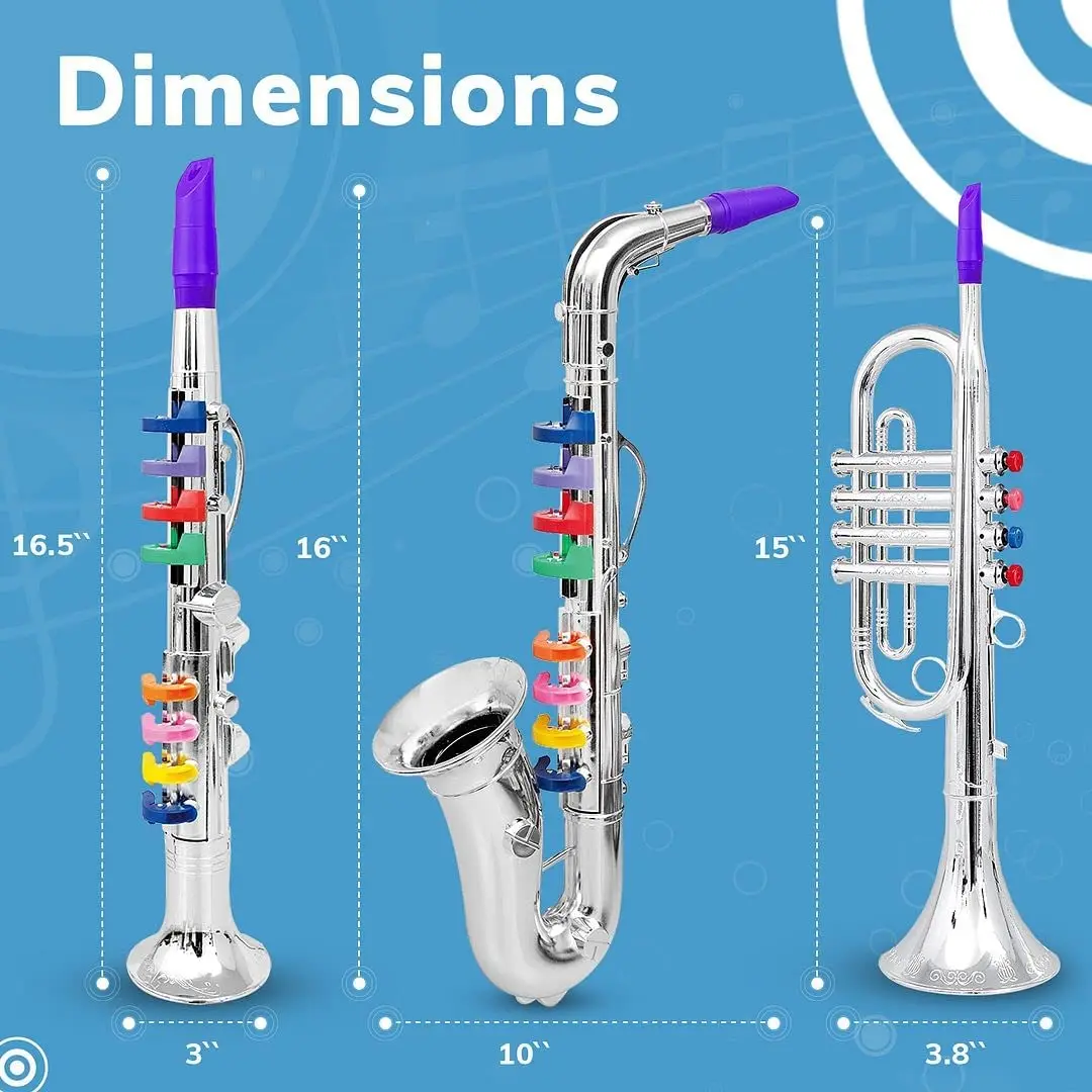 Toy Clarinet for Kids,Wind and Brass Musical Instruments for Toddlers,Toy Kids Clarinet with 8 Colored Coded Keys Teaching Songs