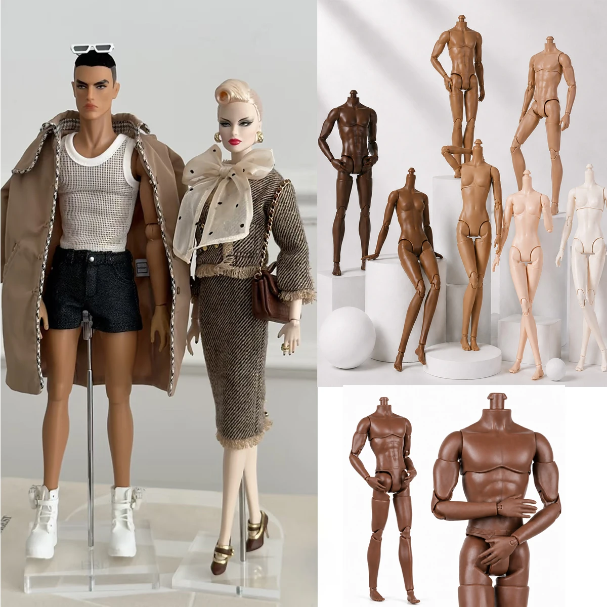 1/6 Gen 2 New Supermodel Body Parts Joints Movable Female Figure Multi-tone Skin Muscle Man KEN Model 27cm BJD Blank Doll Body