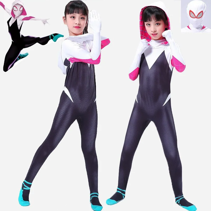 Gwen spider tights man cos costume parallel universe clothes cosplay onesie children adulthaikyuu skeleton costume