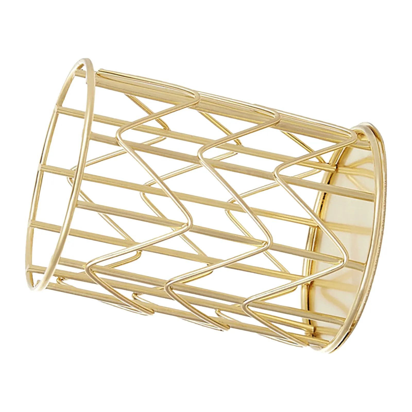 1Pcs Multifunctional Iron Pen Container Gold Plated Surface Clean Lines for Desk Pen Organizer Makeup Brush Holder Tableware