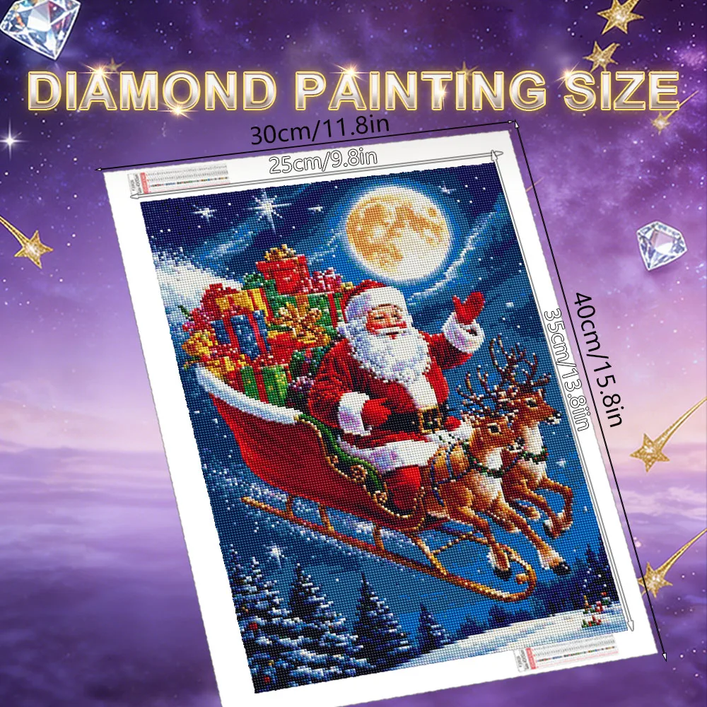 HUACAN 5d Diy Diamond Mosaic Santa Claus Handicrafts House Diamond Painting Christmas Train Landscape Winter Snow Home Decor