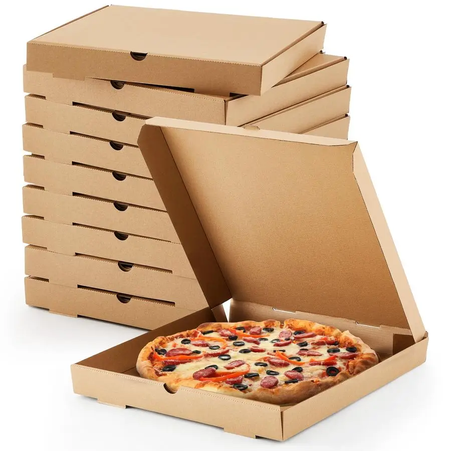 Wellpappe-Pizzakartons 16 x 16 Zoll, fettabweisende Kraftpapier-Behälter für Kuchen, Kekse, Lebensmittel und mehr.
