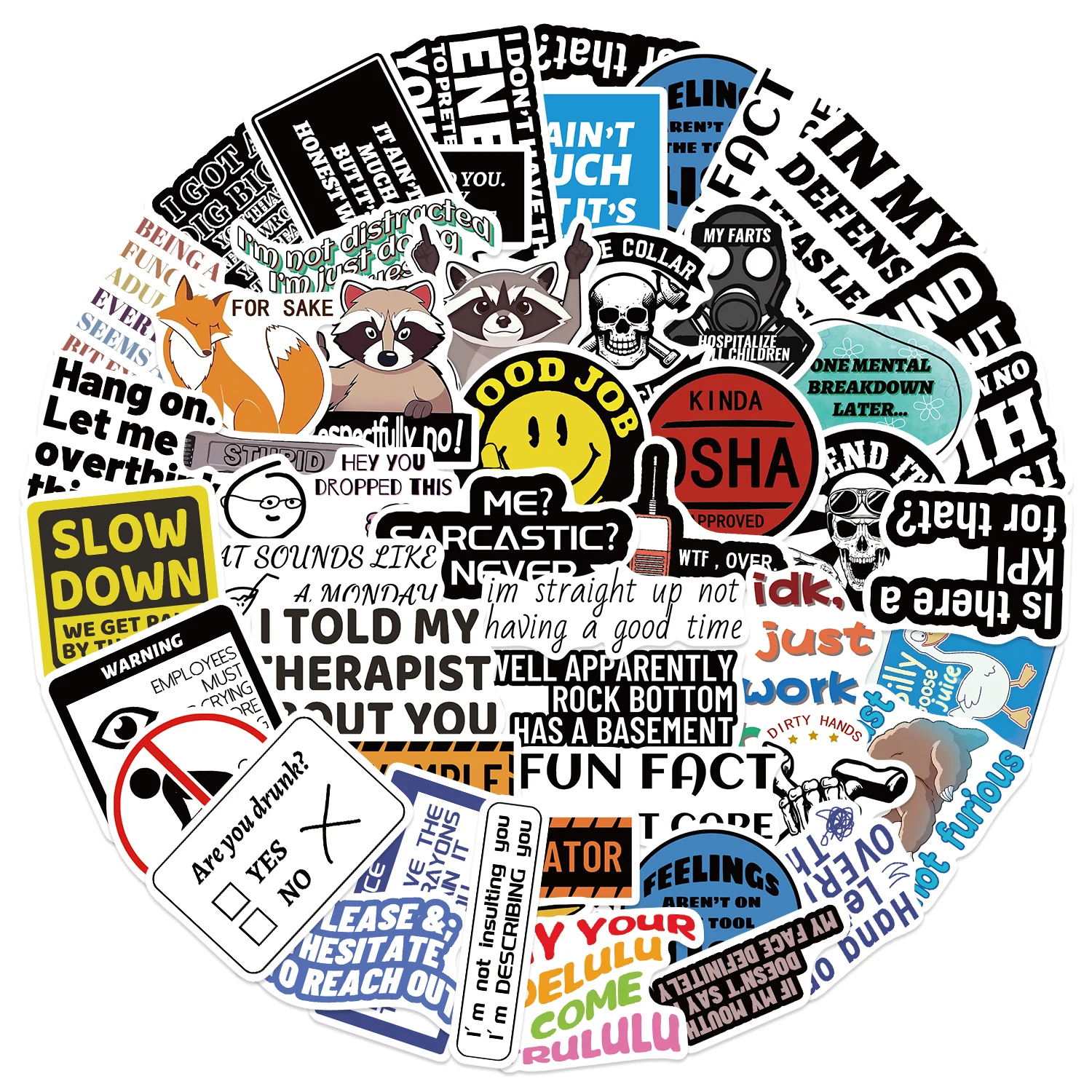 50/100 Stück lustige Aufkleber für Erwachsene für Scrapbooking, Laptops, Wasserflaschen, Autos, Glasoberfläche, kompatibel mit PVC-Cartoon-Aufkleber