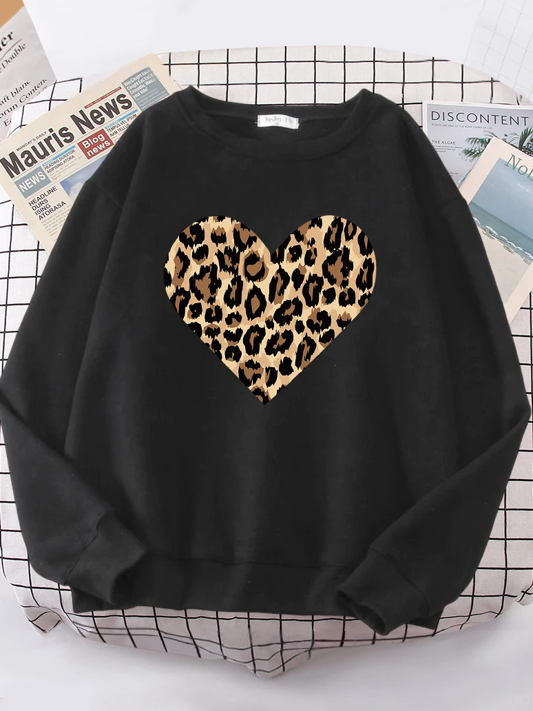 Creative Leopard Love Pattern Women\'s Hoodies Fashion Casual Hoodie hip hop S-XXL Hoody Oversize High Quality Sportswears Female