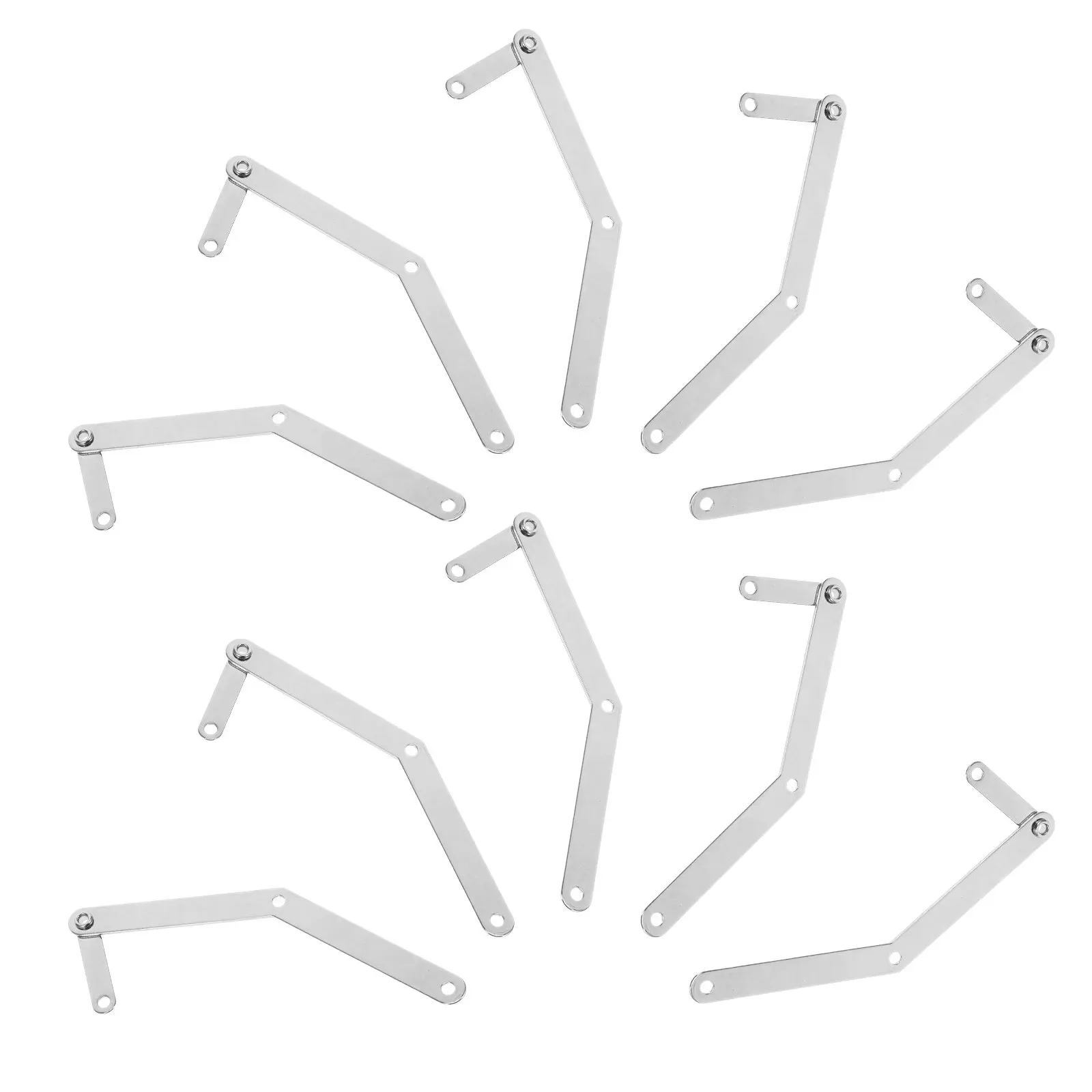 10Pcs Folding Lid Support Hinge Metal Chest Lid Stay Stable Load Bearing Cabinet Hardware for Storage