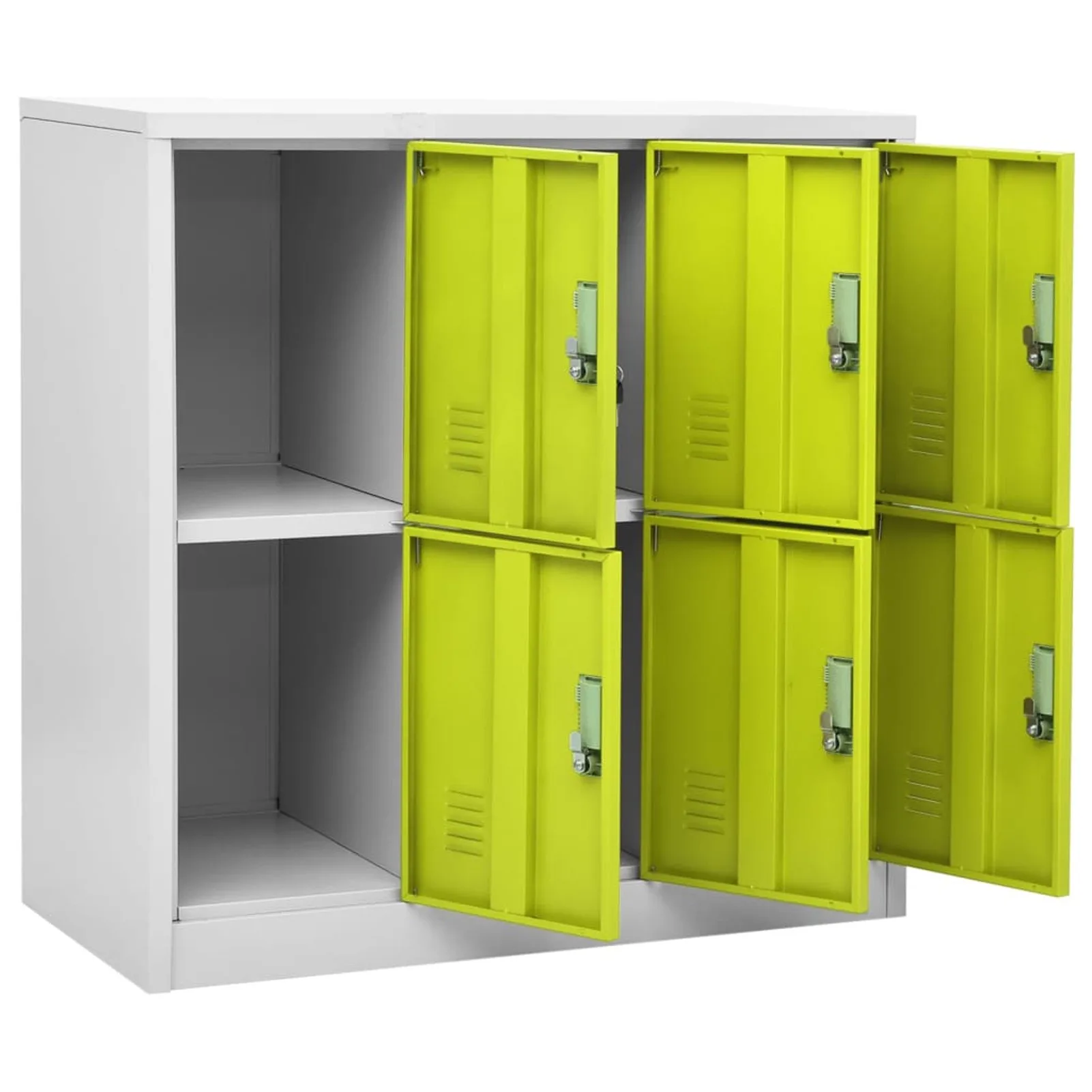 Locker Cabinet Steel Modern Design with Lockers/Locks Storage Space for Rooms Offices Schools Light Grey and Green 90x45x92.5 cm