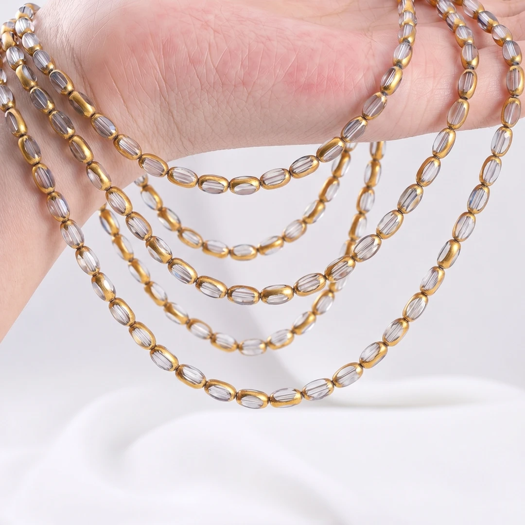 50 Stück/Lot 4x6mm Briolette ovale Glasperlen, lose Kristall-Abstandshalterperlen, Trennperlen für DIY-Armbänder und Schmuckherstellung – Detail 3