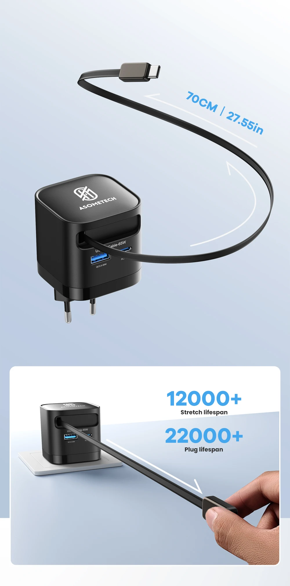 USB C Ladegerät 65W GaN Typ C Schnelle Lade Telefon Ladegerät Adapter Für iPhone Samsung Xiaomi Schnell Ladung EU/KR Stecker Wand Ladegerät – Detail 4