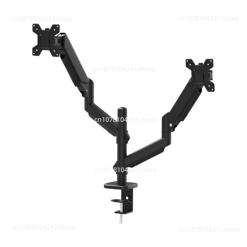 Double arm gas spring model, computer monitor bracket hovers and lifts computer pillar