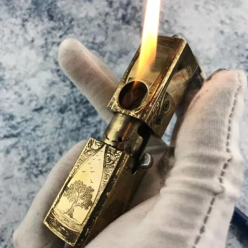 Personalized War Armor Handmade Pure Copper Kerosene Lighter 1918 Retro Series Catapult Ignition Lighter Collection Men\'s Gift