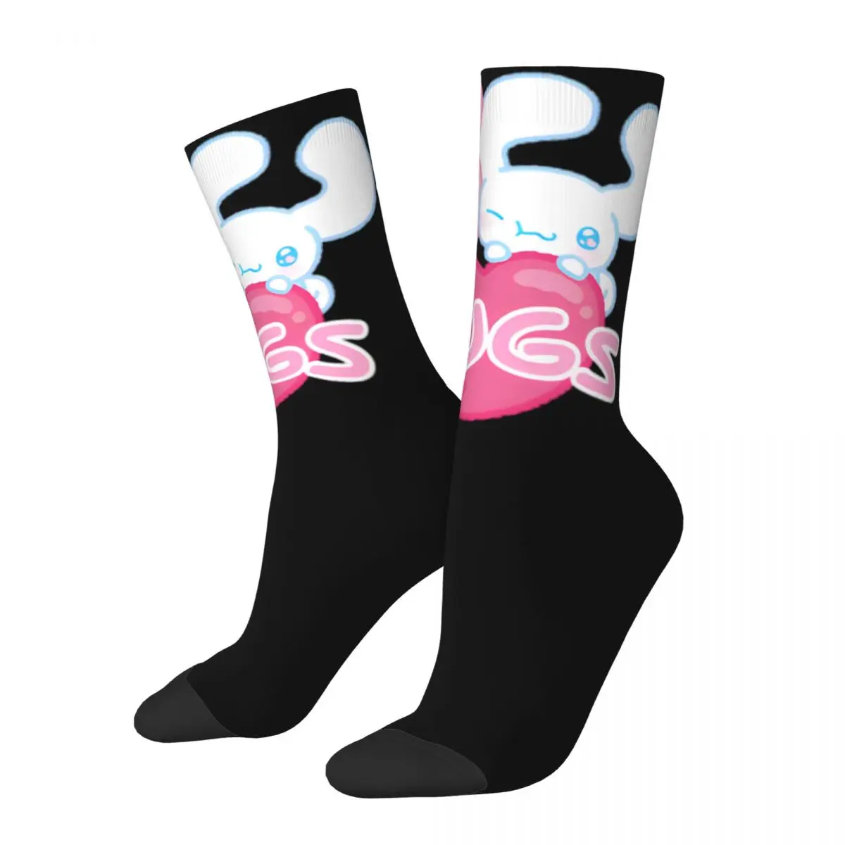 Harajuku Girl's Cinnamoroll And Melody Hugs Crew Socks Funny Cartoon Merch Skateboard Socks Cute Birthday Present