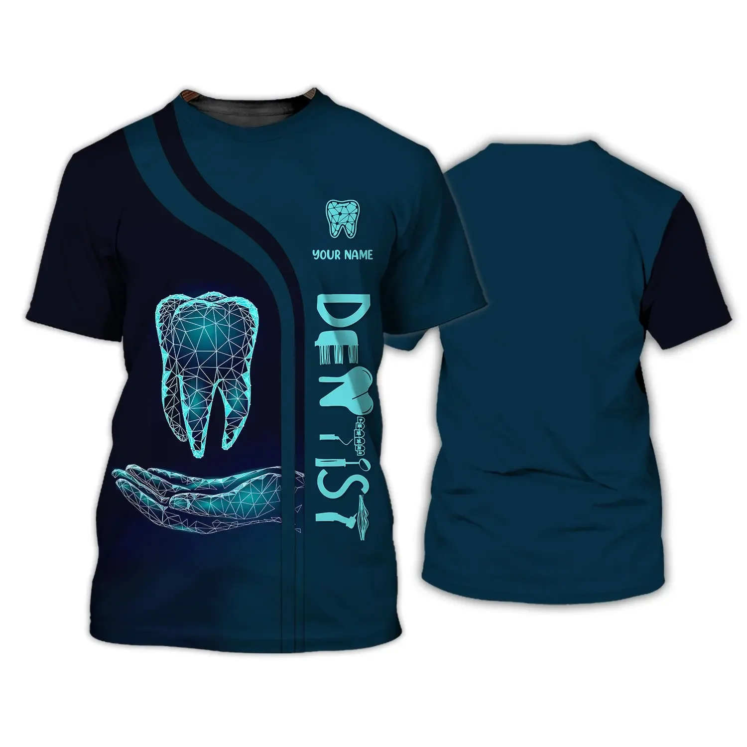 Dentist Work Dress Fun 3D Simulation Printed Men\'s And Women\'s Cosplay Hip Hop Personality Crewneck Short Sleeve Street T-shirt