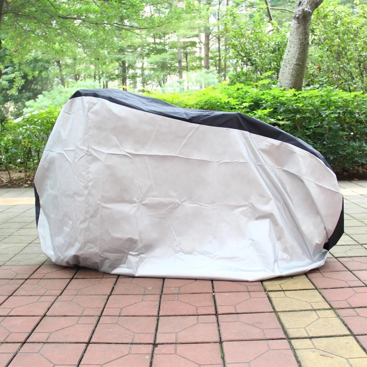 غطاء دراجة مقاوم للماء مقاس Xl أسود فضي خارجي ضد الغبار حامي قفل دراجة الطريق الجبلية مقاومة للرياح والأشعة فوق البنفسجية محمولة #3