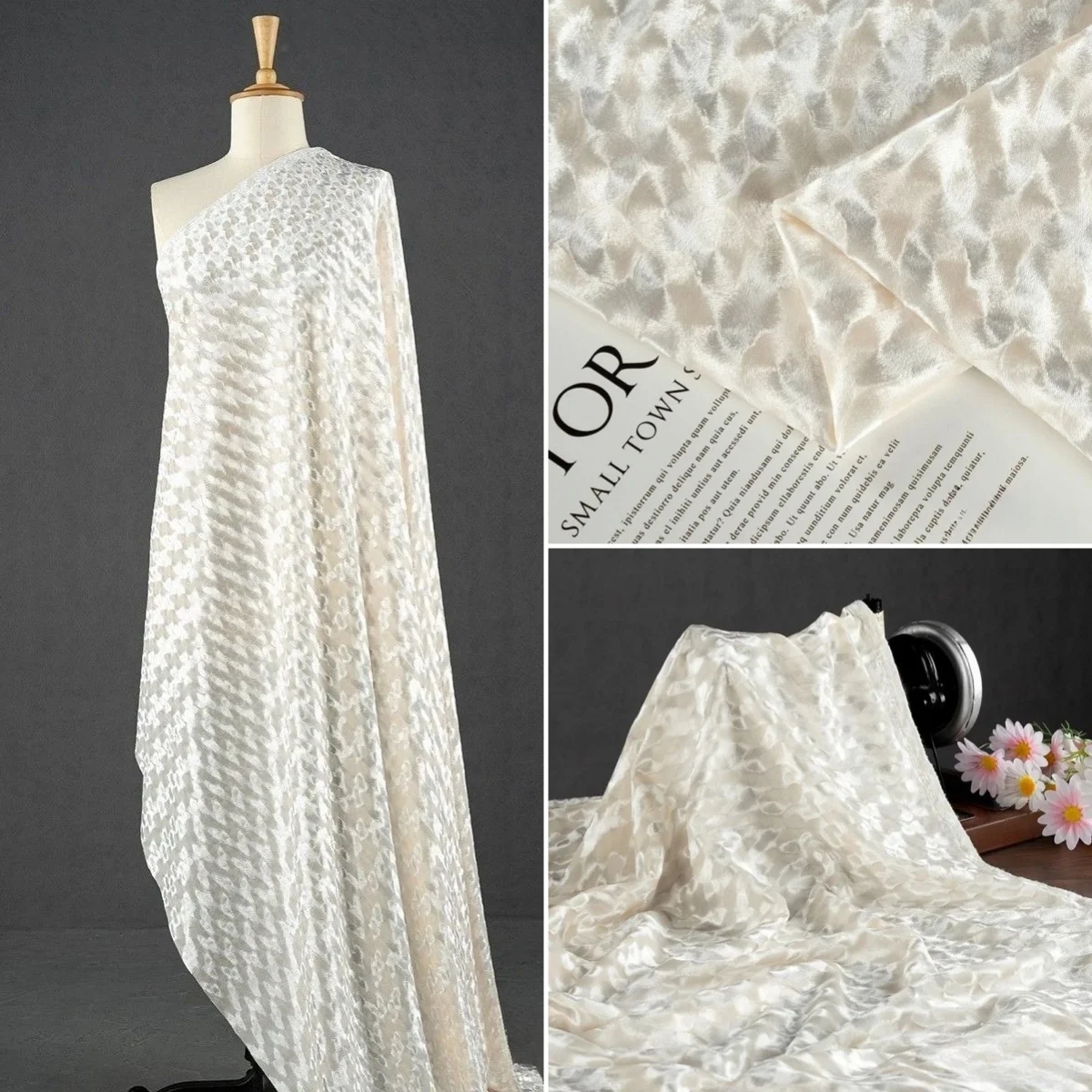 

Белый, красный, розовый, имитация уксусной кислоты, мягкий бархат с тиснением, круглая текстура, эластичная ткань, шитая ткань для вечернего платья