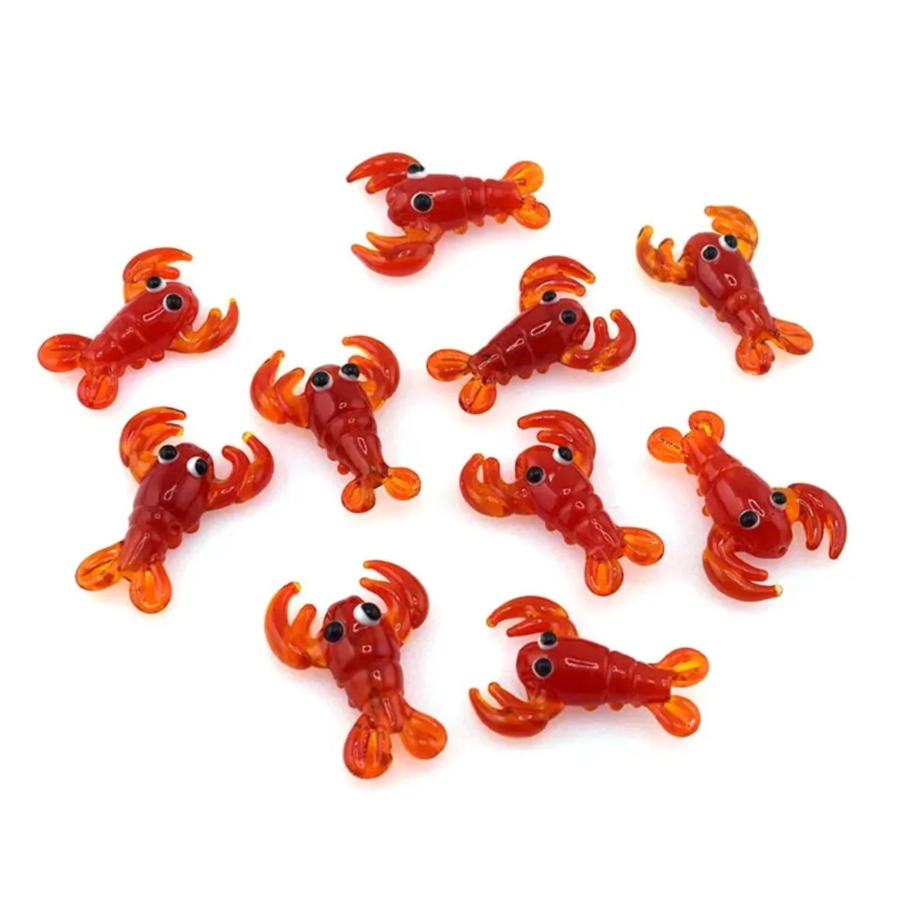 2Pcs 23x30mm Red Lobster Glass Beads Pendants For DIY Handmade Earrings Bracelet Necklace Jewelry Making Supplies Accessories