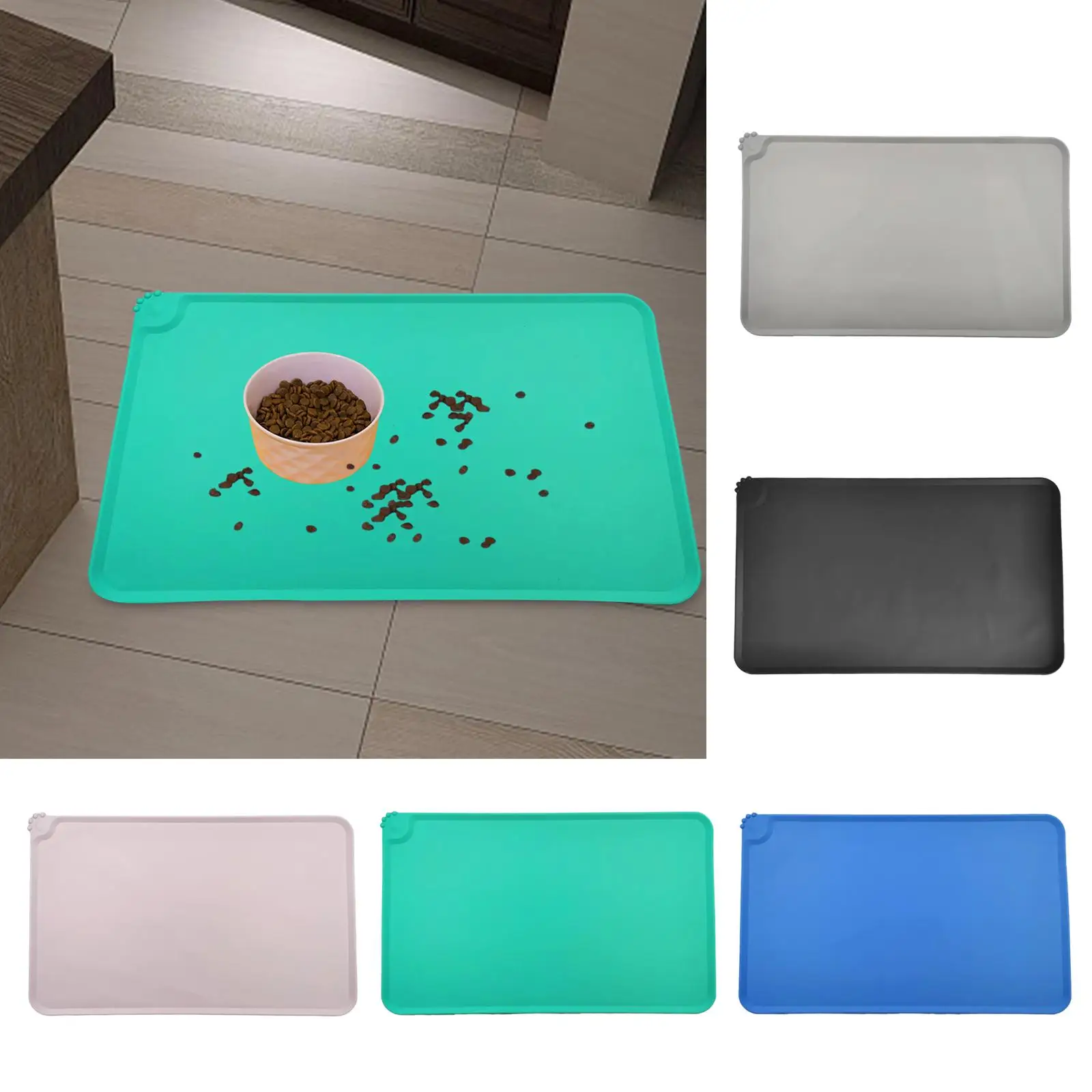 Pet Feeding Mat Large Placemat Washable Foldable Silicone Dog Cat Food Mat Pet Placemats for Food and Water for Dogs Cats