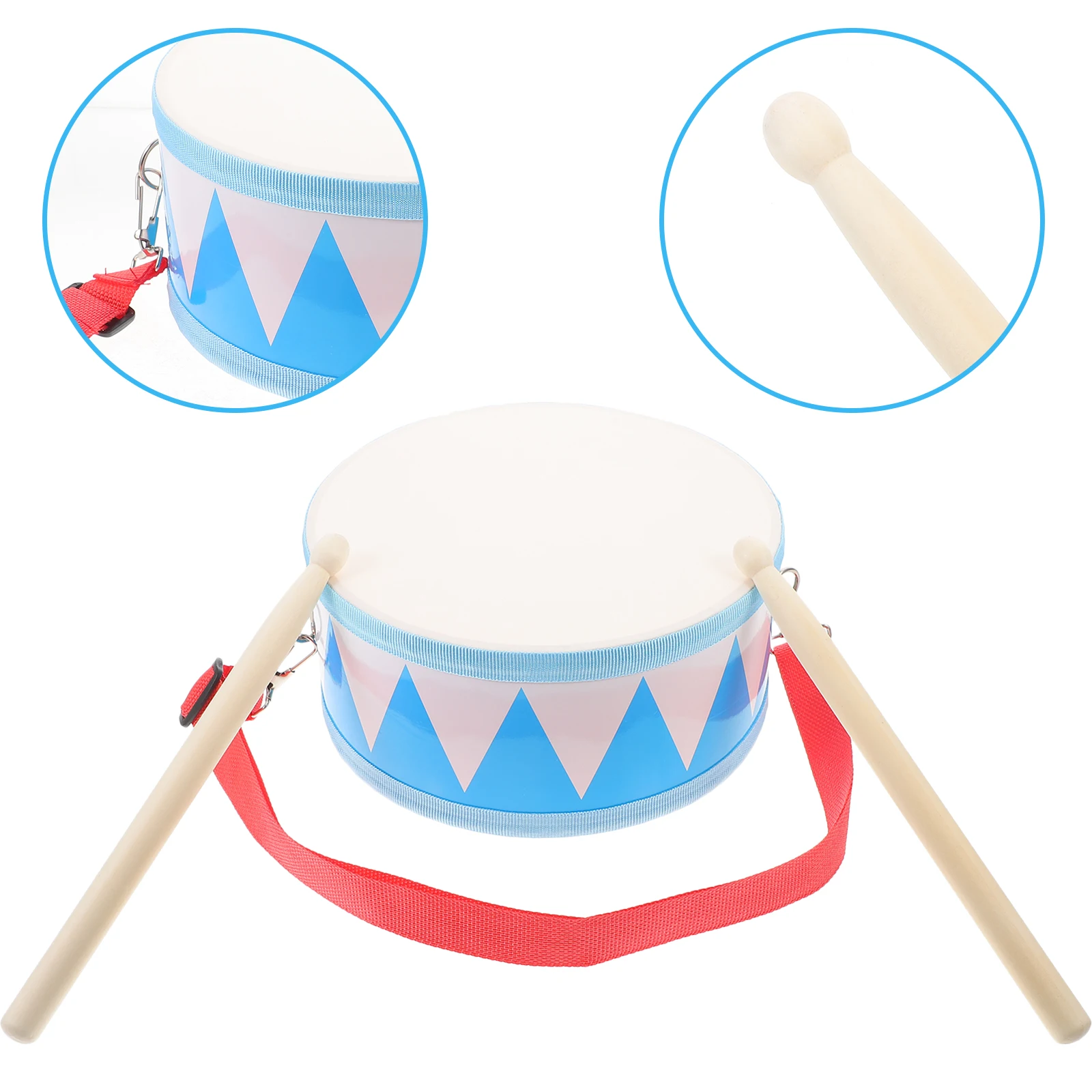 1 set Double Sided Wooden Drum 8 Inch Kids Percussion Instrument Toy Snare Drum Musical Toys for Children