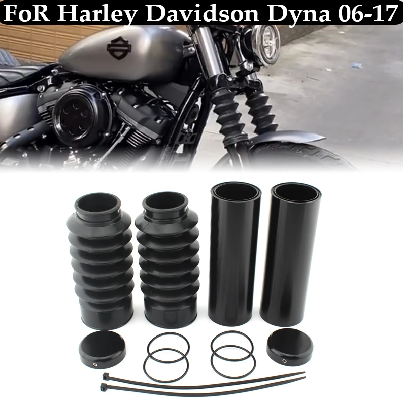 

For Harley Davidson Dyna 06-17 Front Fork Cover Motorcycle Protector Gaiters Boot Shock Dust