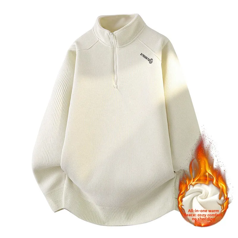 

Мужской вязаный свитер на осень-зиму: модный, повседневный, универсальный, с высоким воротником, вышивкой, из пряжи, молодежный, теплый, ветрозащитный