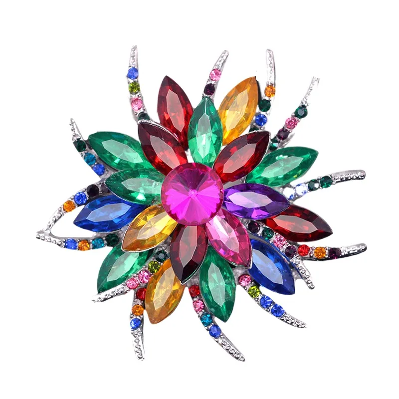 Sunflower Women\'s Brooch Jewelry New Fashion Retro Fashion Flower Brooch Crystal Rhinestone Jewelry Wedding Date Party Gifts