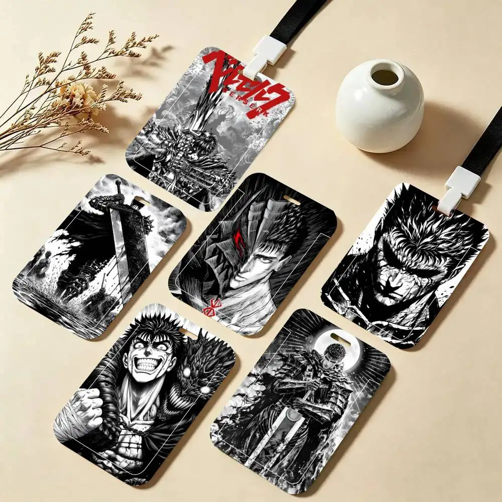 

Berserk Guts Anime ID Card Holder Neck Strap Pendant Door Badge Holder Lanyards Keychain Work Credential