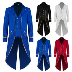 Gothic Steampunk Vintage Medieval Vampire Devil Red Coat Trench Cosplay Costume Victorian Court Nobles Tailcoat Overcoat S-4XL