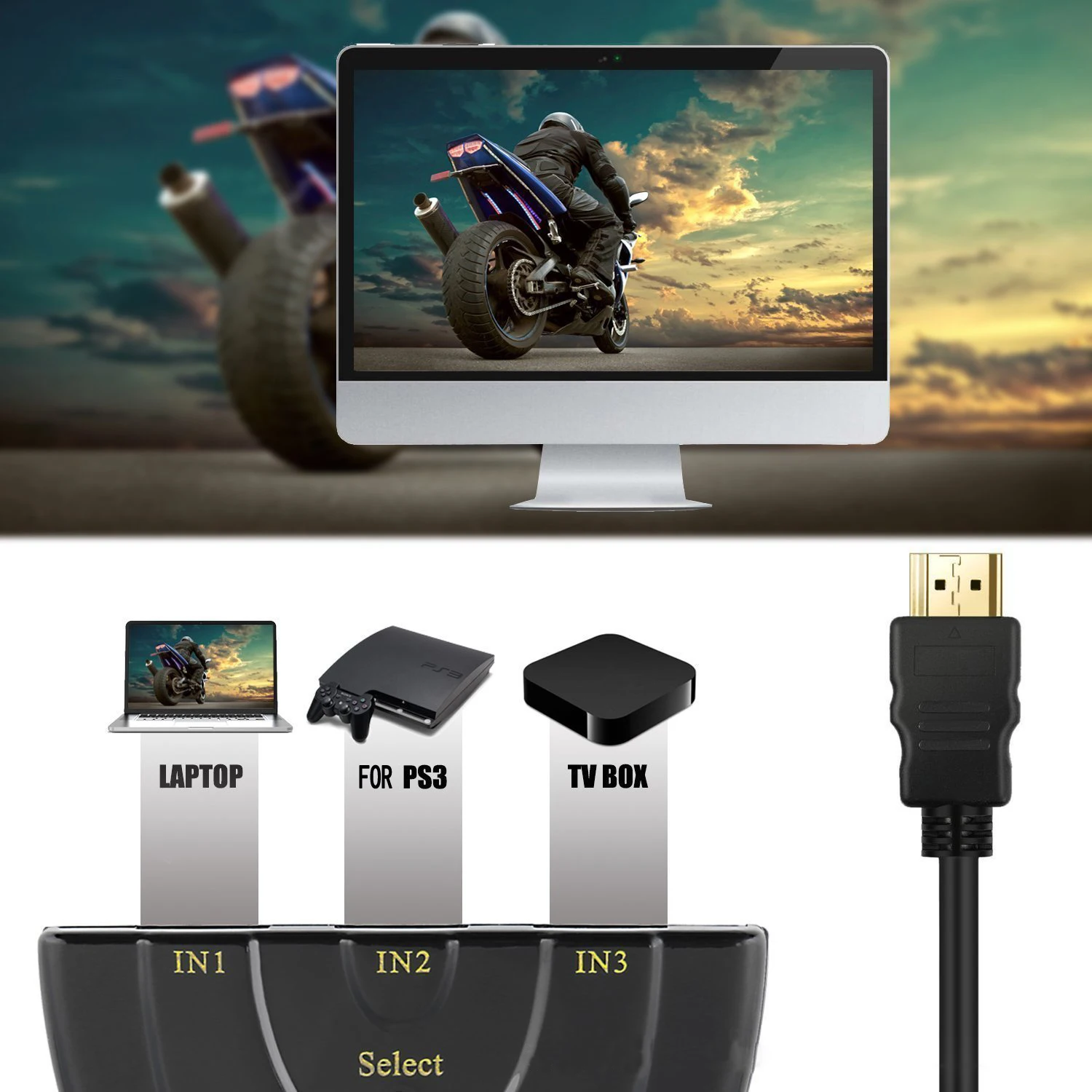 HDMI-ompatibele Switch-KVM Splitter 4K 3D 3 ingang 1 Uitgang 3 Poort Video Switcher HUB 1080 P Voor DVD HDTV Xbox PS3 PS4