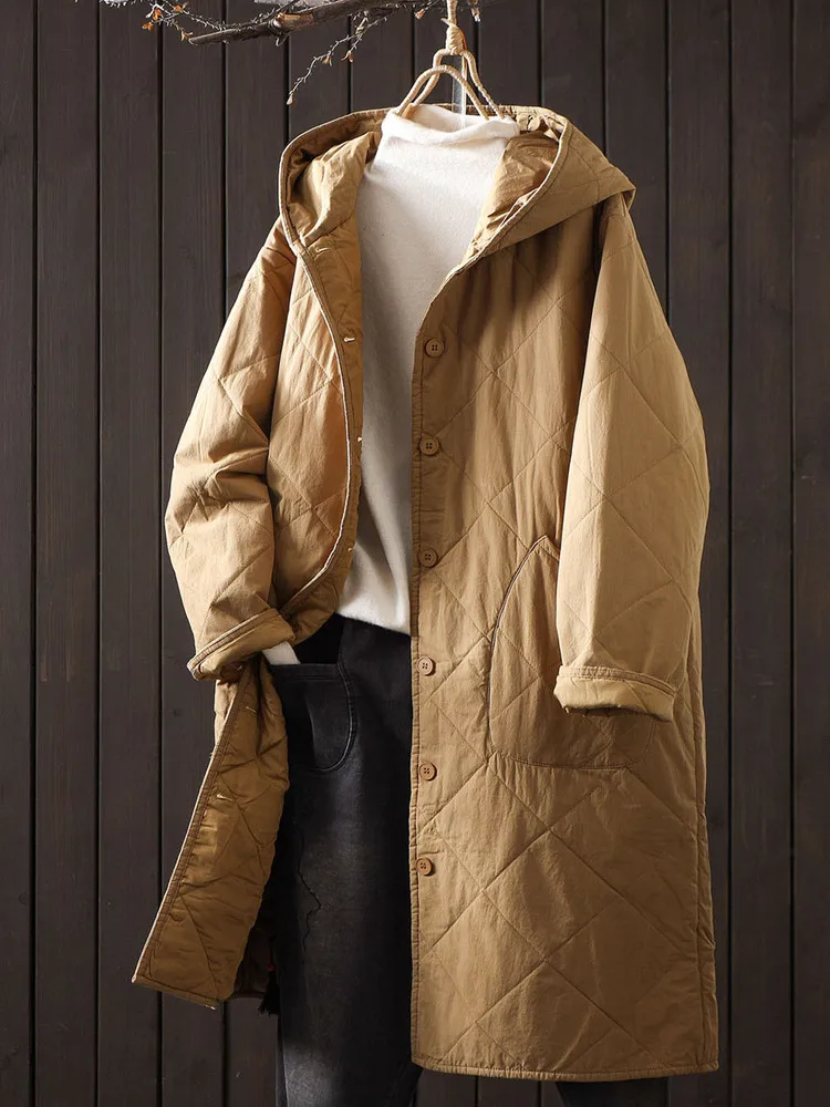 Autumn and Winter New Women's Cotton Jacket Hooded Windproof Casual Cotton Clothing