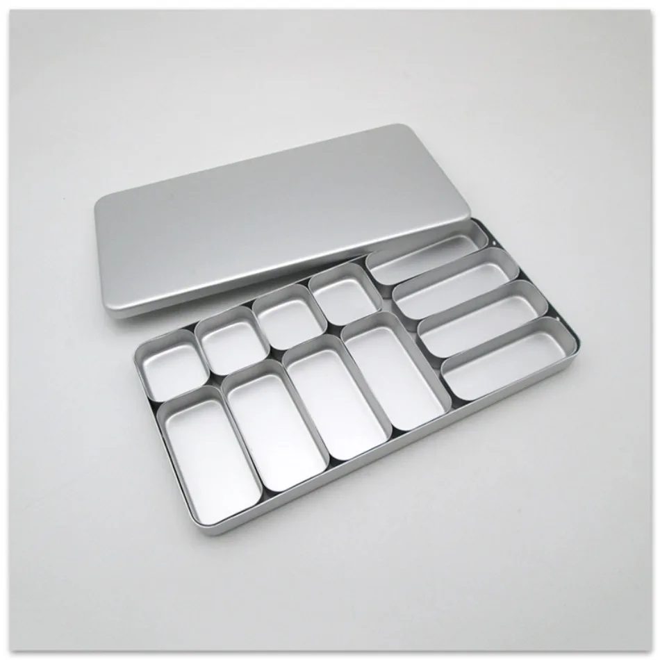 Dental Multifunctional 12-grid and 16-grid Aluminum Alloy Partitioned Aluminum Box Sterilization Box