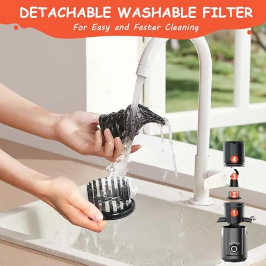 Hobsir 5,3-Zoll-Kaltpress-Entsafter-Maschine, 300 W, künstlicher langsamer Entsafter mit großem Einfüllschacht für Gemüse, Obst, leicht zu reinigen