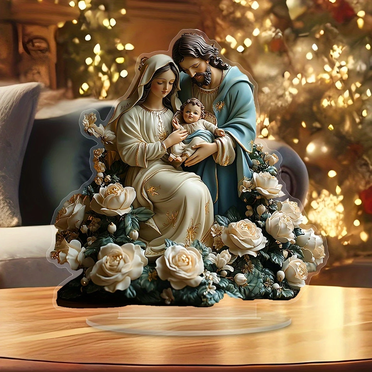 Figurine en acrylique 2D La Naissance de Jésus-Christ, Cadeau de Foi, Décoration d'intérieur, Décoration de table, Pièce chaleureuse, Décorations de festival