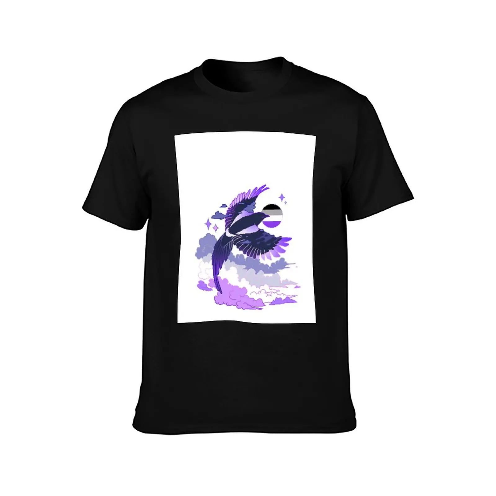 Asexual Flag LGBT Pride Magpie Pixel Art T-Shirt Casual All Match Tee Shirt for Men T-Shirt