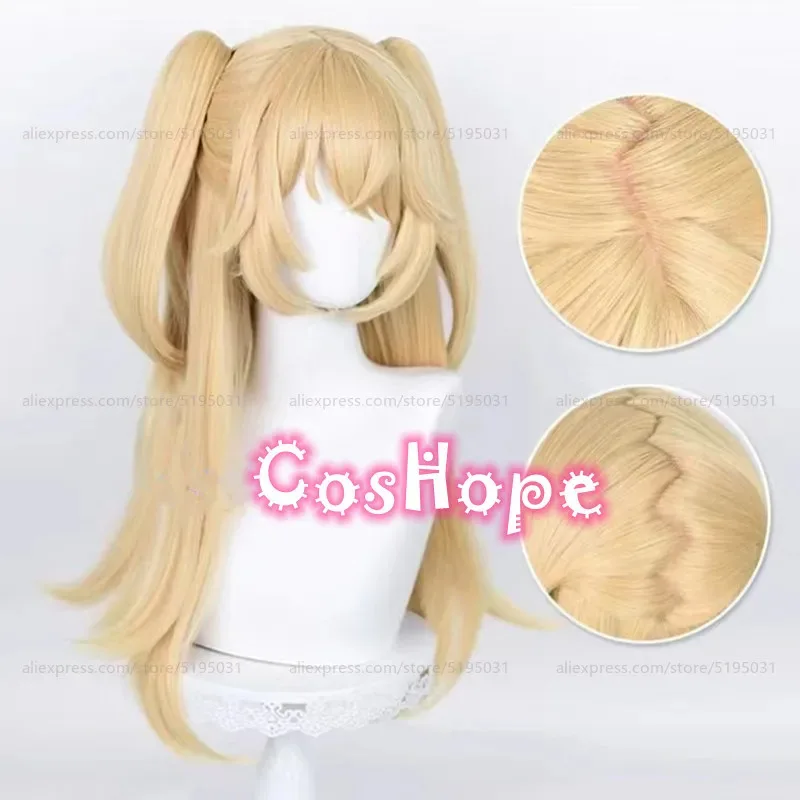 

dd12Fischl Zigzag Hair 65cm Long Golden Yellow Wig Anime Cosplay Heat Resistant Synthetic Wigs