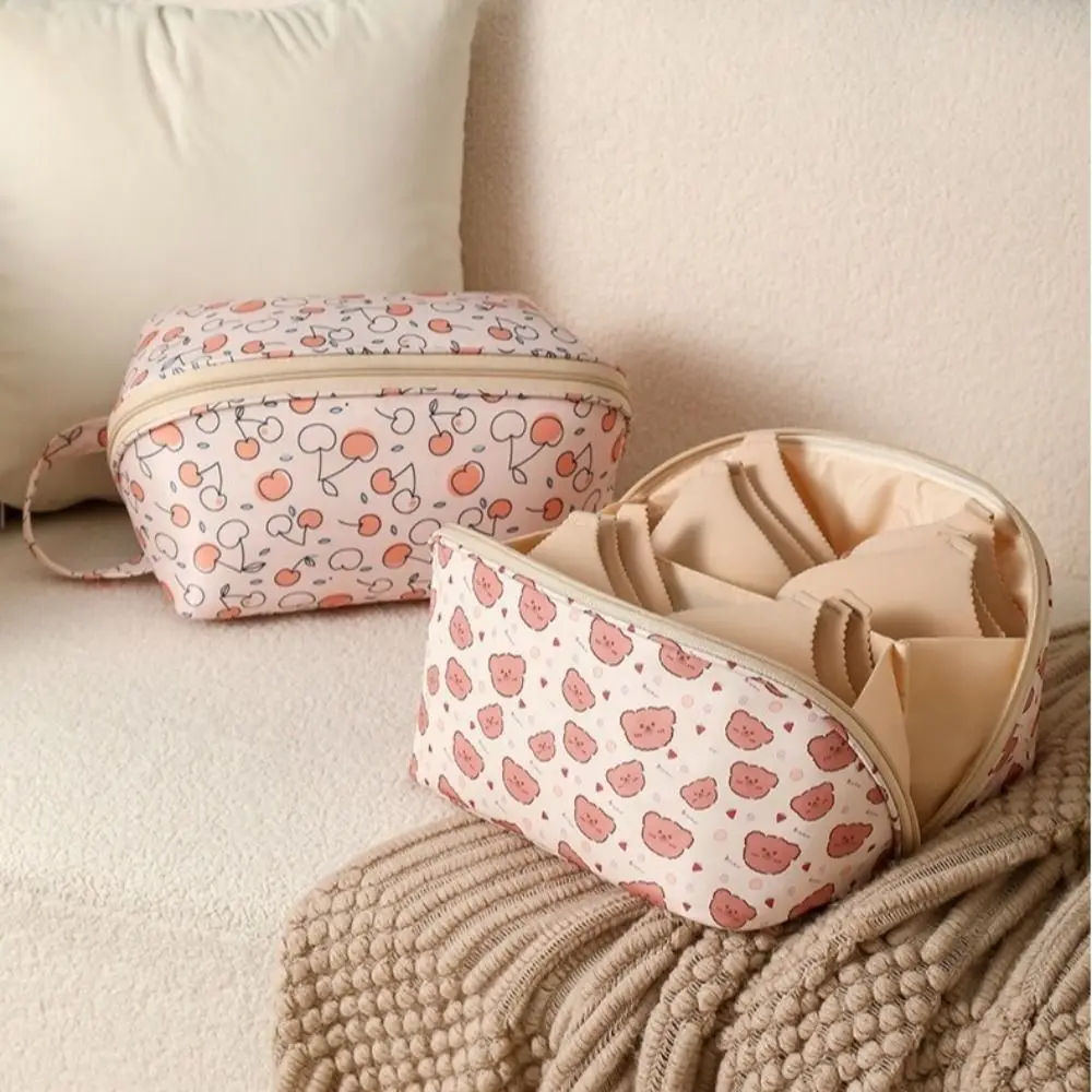 

Cartoon Printing Underwear Storage Bag Sorting Large Capacity Travel Bra Organizer Handheld Semi-circle Shaped