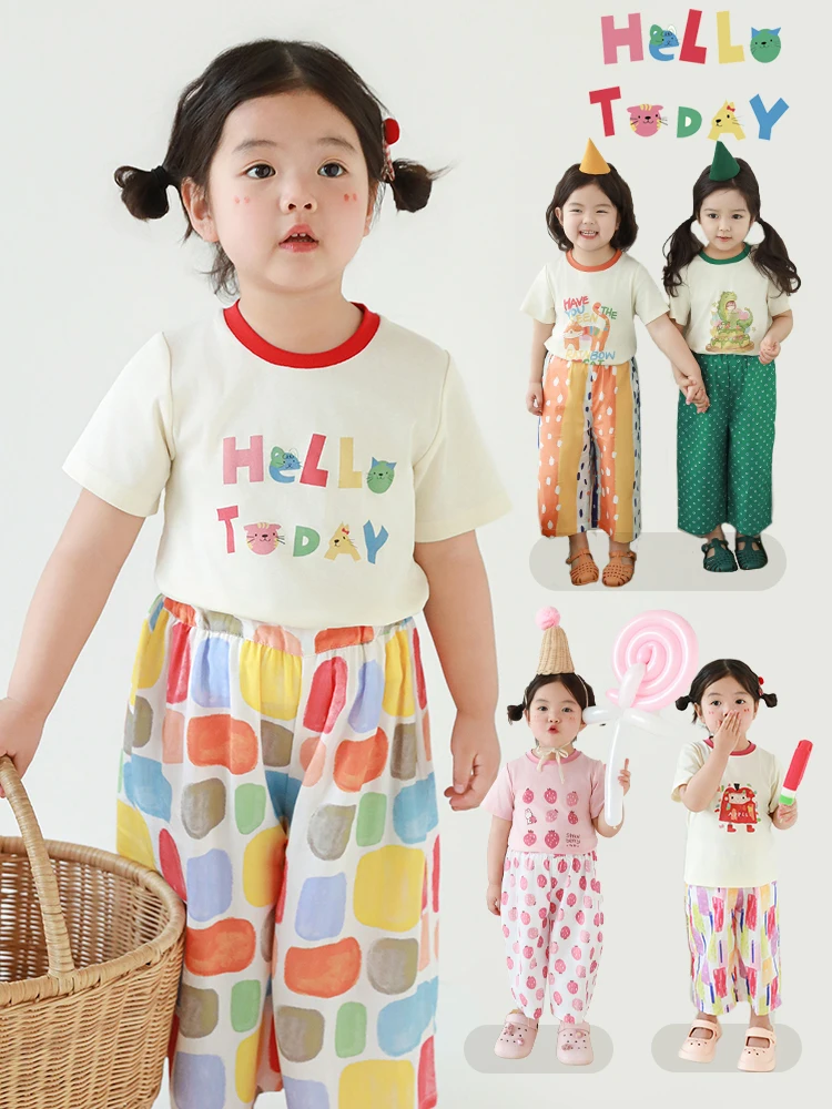 

Girl's Cartoon Printed Short Sleeved 2024 Summer Children's Slim Soft Comfortable T-shirt