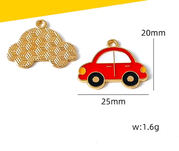 10pcs Cute Cartoon Car Plane Boat Enamel Charms Gold Plated Pendant DIY Jewelry Making for Earring Keychain
