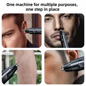 黒い電気ノーズヘアトリマー耳とノーズヘアトリマープロフェッショナルな痛みのないノーズヘアトリマー 10ベストセールスヘアノーズトリマー-1