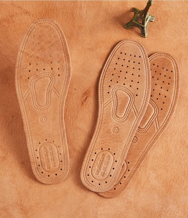 Echte Rindsleder-Einlegesohlen für Schuhe und Stiefel, Weiche, Atmungsaktive, Geruchshemmende, Rutschfeste, Stoßdämpfende Einlagen – Detail 15