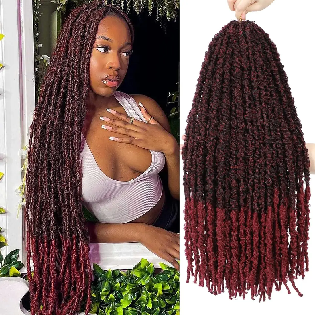 Distressed Locs Butterfly Locs Crochet Hair Dreadlocks Meche Faux Locks Extensiones sintéticas preenrolladas para mujeres afro 24 "36"