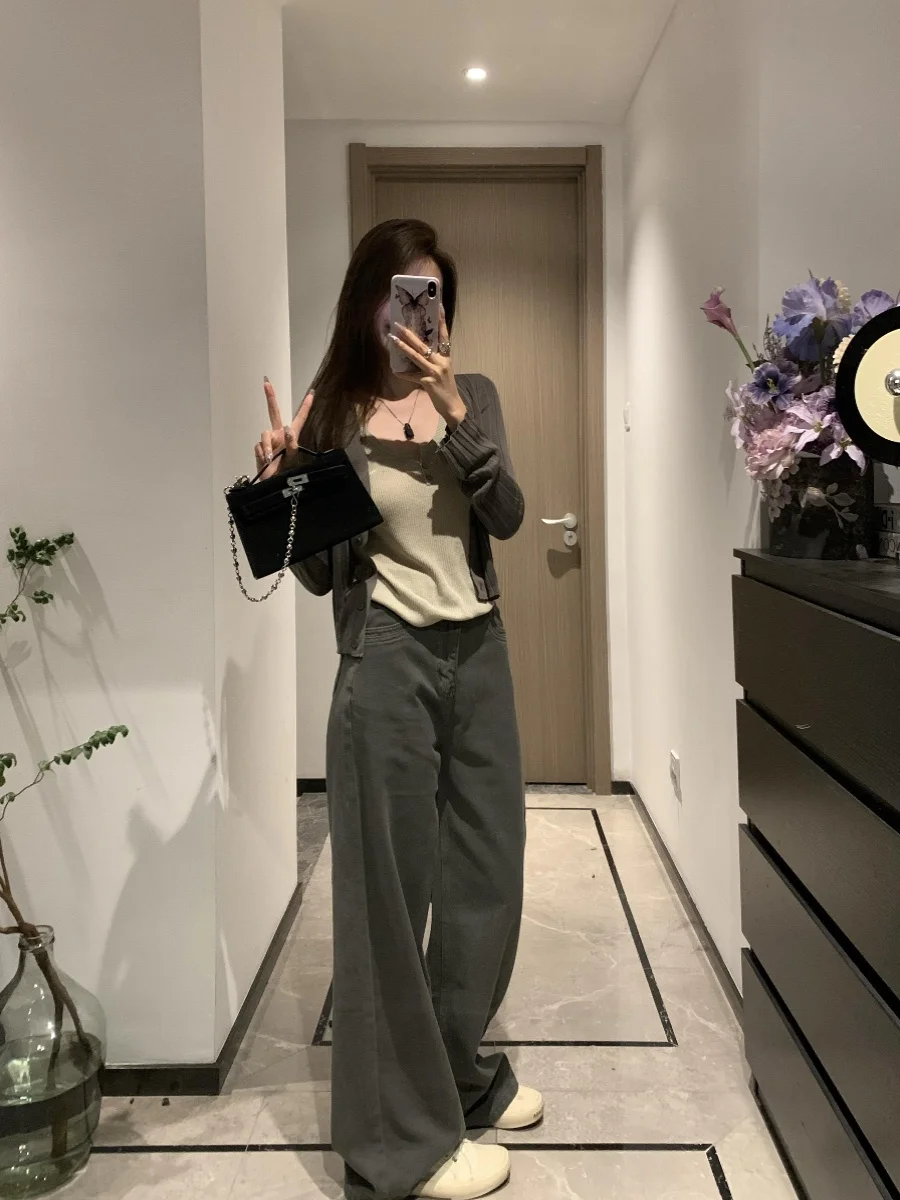 

Джинсы женские летние новые, с высокой талией, прямые, рваные, свободные, широкие, повседневные, из хлопкового стрейч-денима