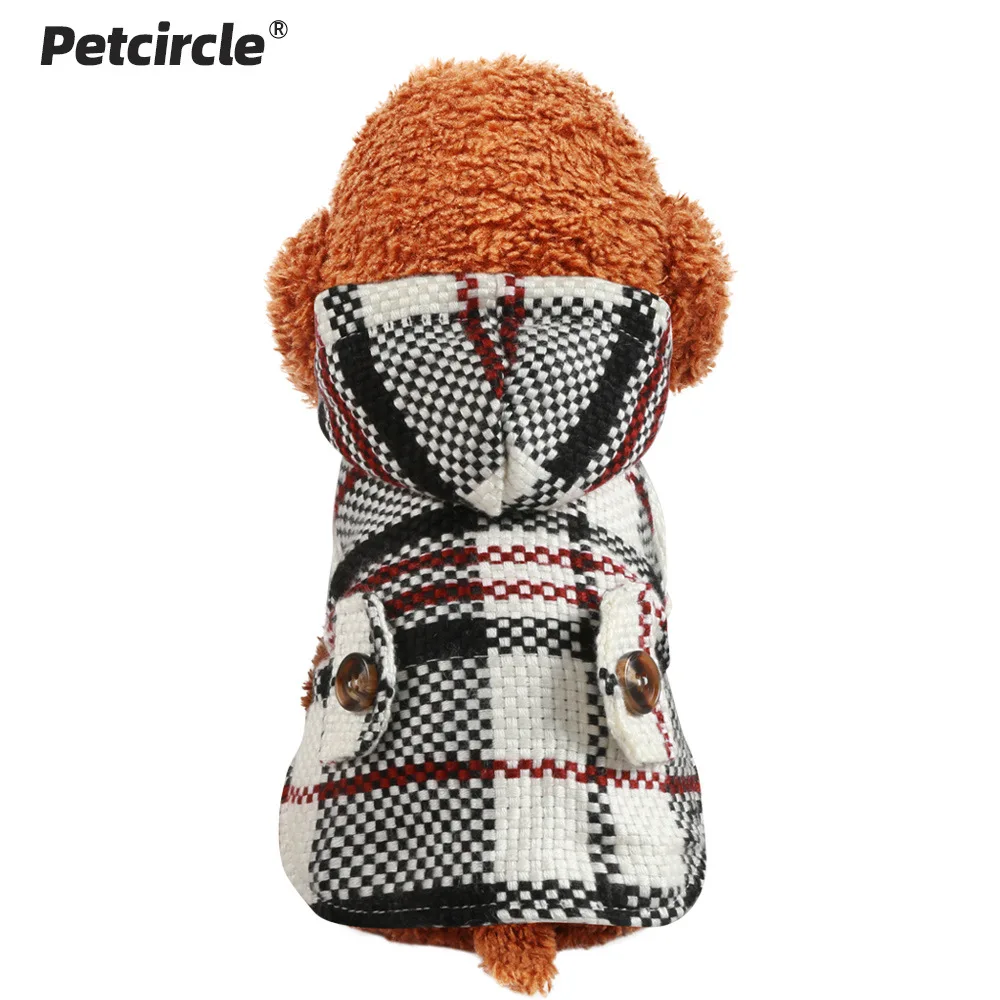 Pet Dog Cat Clothes Winter Warm Plus Fleece Sweatshirt Skirt Hoodies Plaid Windbreaker Dog Coat Sweater For Small Dog Costumes