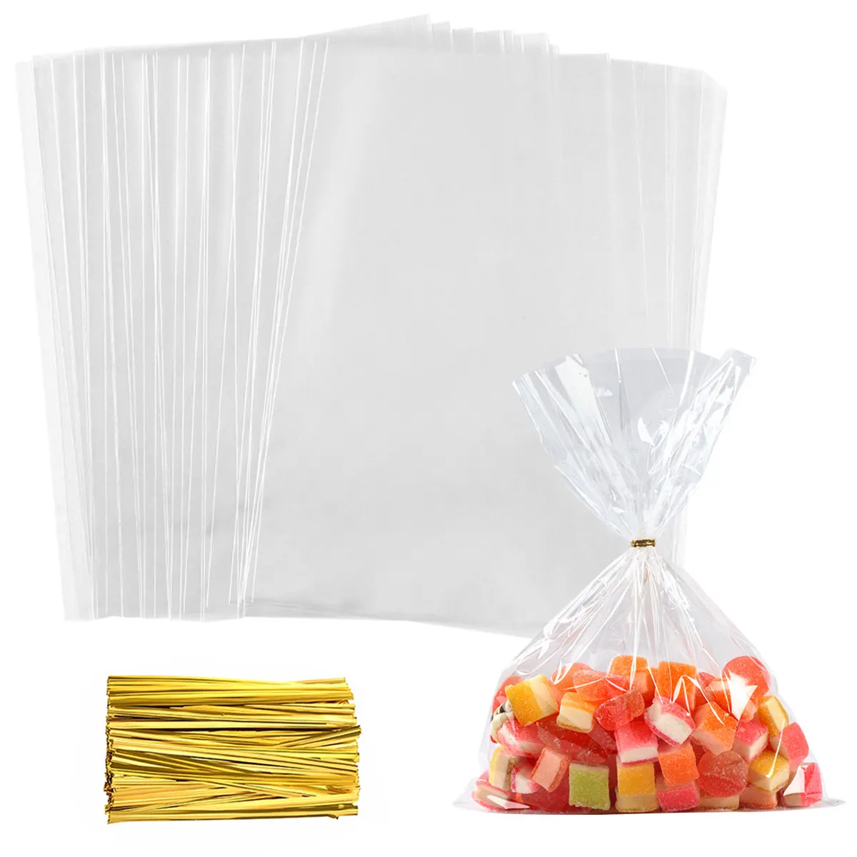 50Pcs Transparent Plastic Bags Candy Lollipop Cookie Packaging Clear Opp Cellophane Bag Christmas Gift Wedding Birthday Party