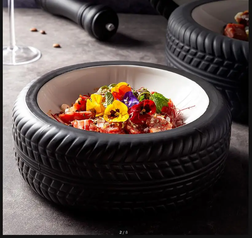 Wheel Round Ceramic Plate Hotel Tableware Dining Insulating Disc Sashimi Disk Dessert Plates Salad Bowl Dim Sum Dish Tray
