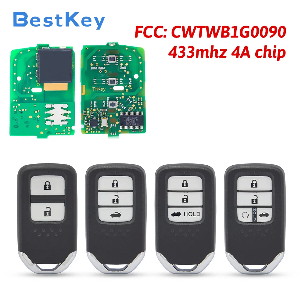 Best Key Workshop Supply Smart Key 433/434Mhz ID47 For Honda Sedan & SUV Series Accord, Jazz, CRV, City, Fit, XRV, Vezel, Grace