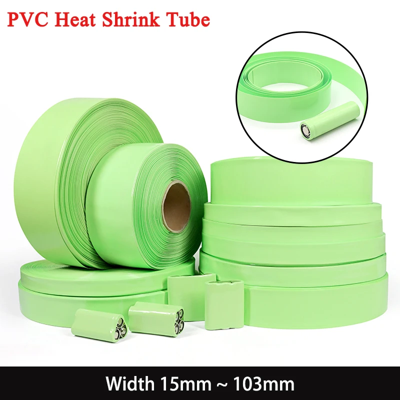 

18650 Lipo Battery Pack PVC Heat Shrink Tube 15mm ~ 103mm Insulated Protection Film Wrap lithium Case Cable Sleeve Fruit Green