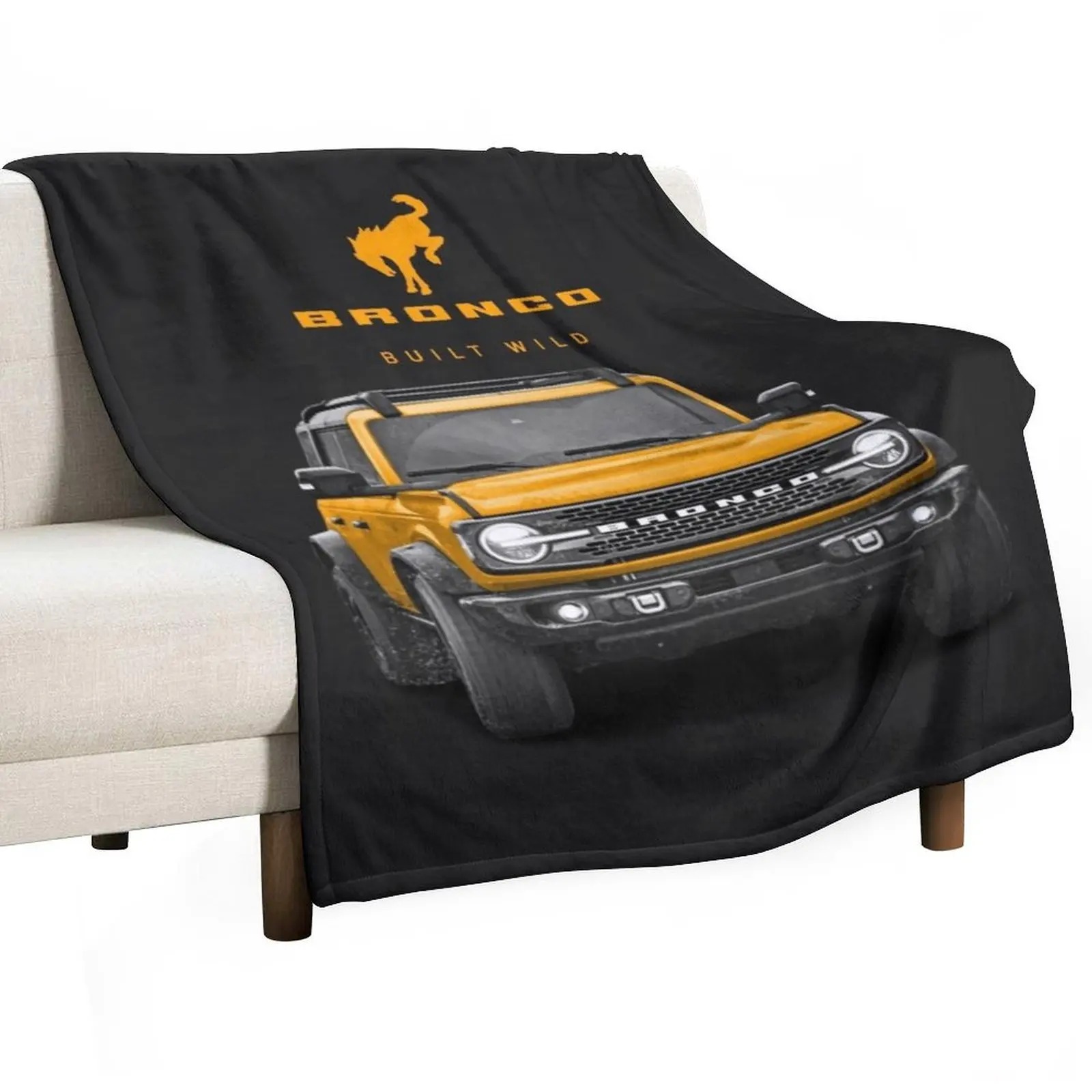 

Bronco and Logo - Cyber Orange Throw Blanket Large Blankets Sofas Of Decoration Winter beds Moving Blankets