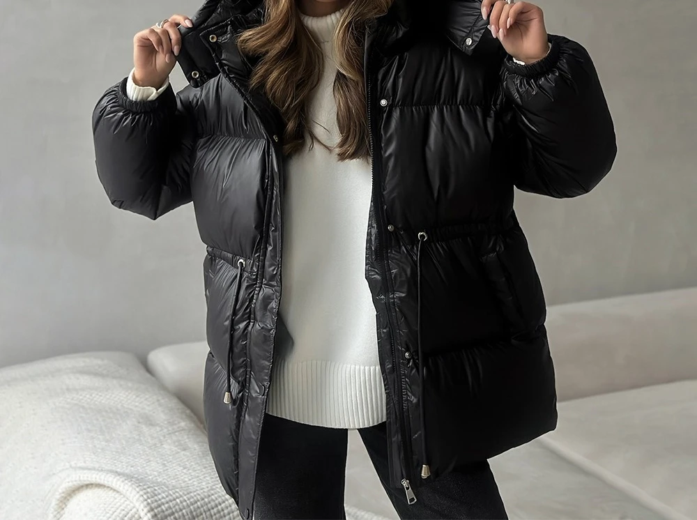 

Drawstring Slim Fit Cotton Jacket 2025 Winter New Hooded Zipper Cotton Jacket Comfortable and Warm Cotton Jacket