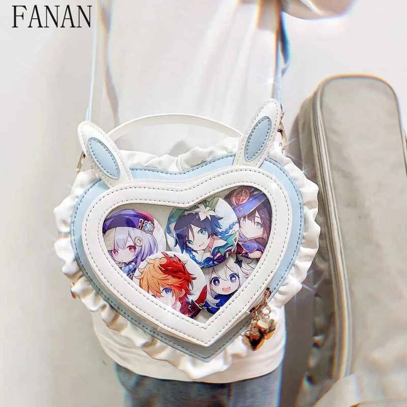 

Girls' Crossbody Bag New Style Original New Rabbit Ear Love Lolita Bags Transparent Storage Sweet and Cute Ladies Hand Bag